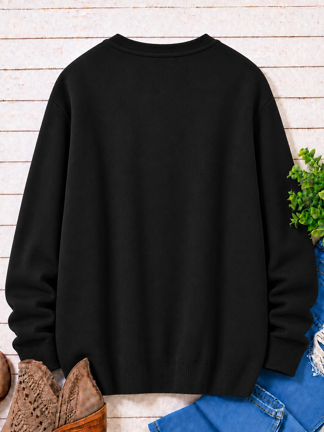 Sunflower Against Rustic Stripes women's sweatshirts - product image 3