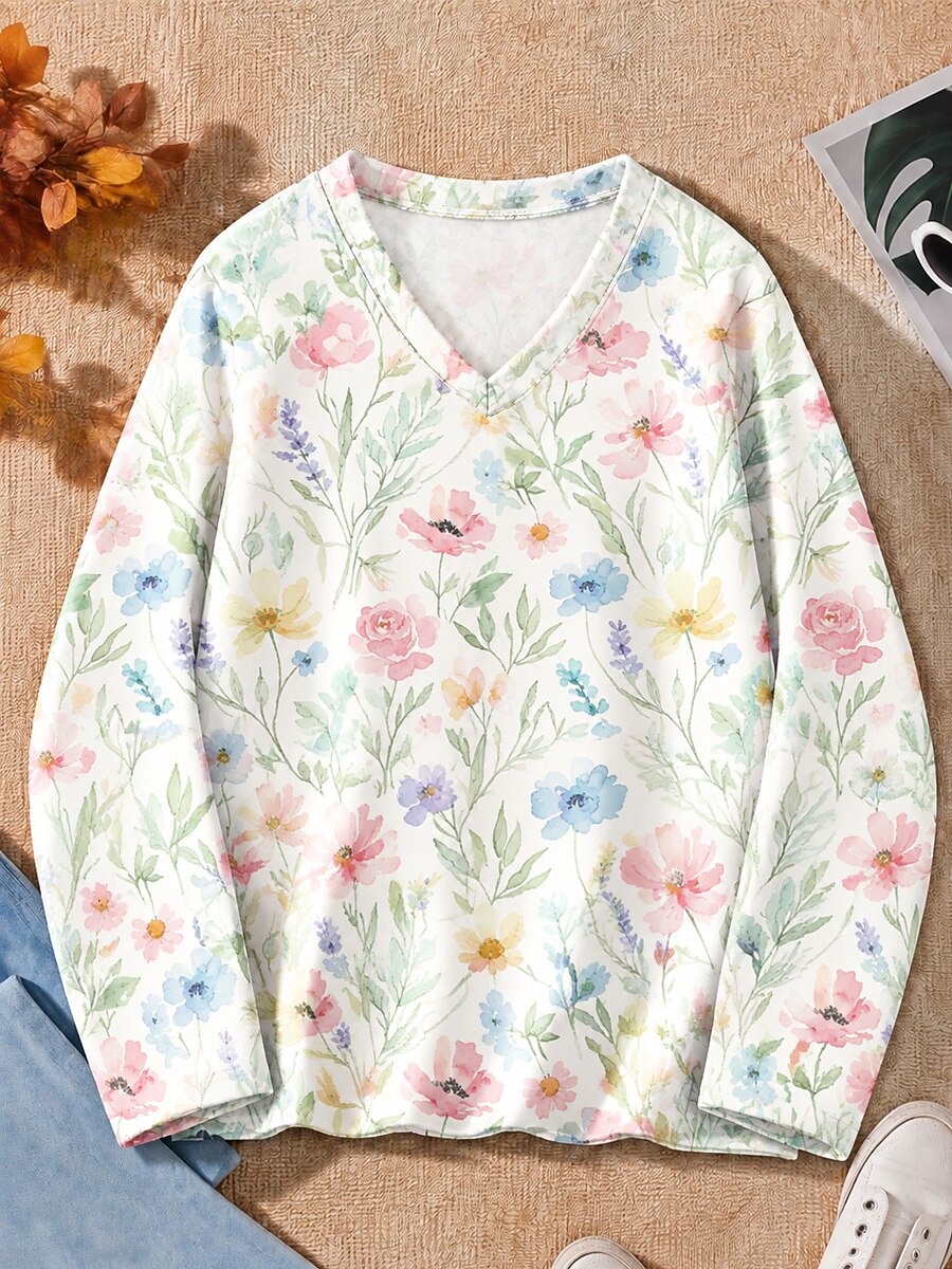 Tiny Floral Blossoms - Flora Cotton Long Sleeve Tee