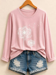 Klassisches botanisches Muster – Baumwoll-Langarmshirt