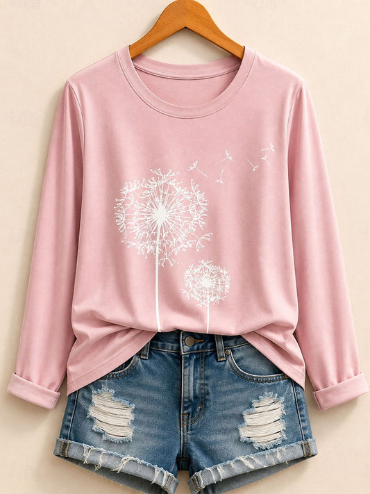 Klassisches botanisches Muster – Baumwoll-Langarmshirt
