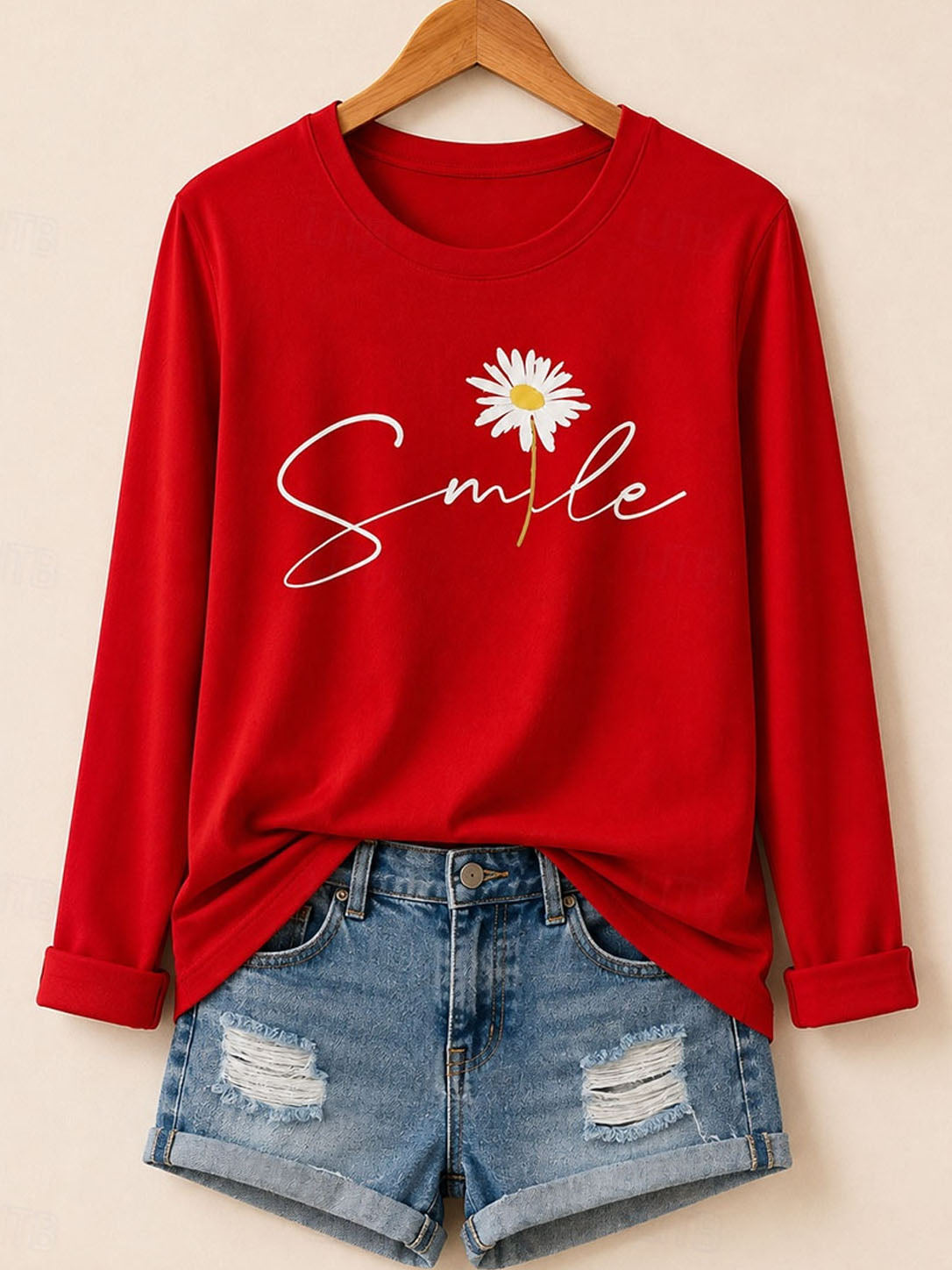 Klassischer botanischer Buchstabe – Langarm-Baumwoll-T-Shirt
