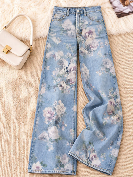Floral Bouquet Wide Leg Jeans - Flora Women's Jeans
