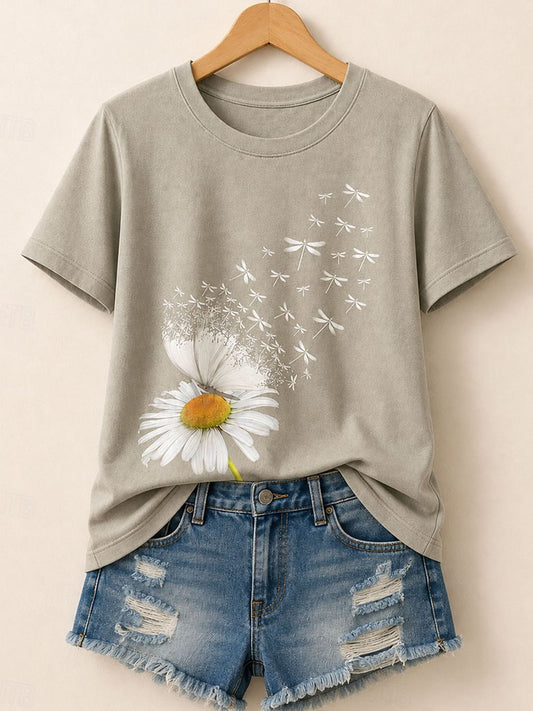 Gänseblümchen-Libellenwiese – Baumwoll-T-Shirt