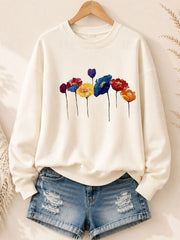 Watercolor Poppy Garden - Flora Cotton Blend Sweatshirt
