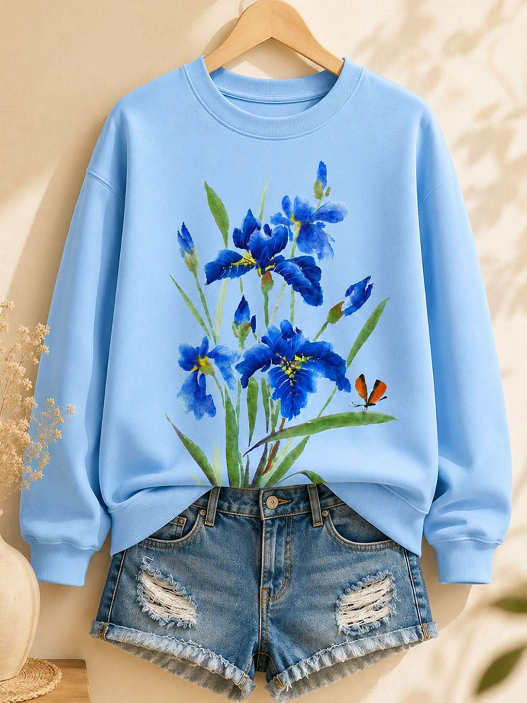 Iris Garden Memory – Blumengeschichte Baumwoll-Sweatshirt