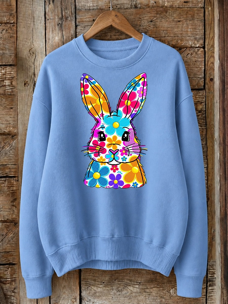 Floral Patchwork Rabbit - Nature Story Cotton Blend Sweatshirt