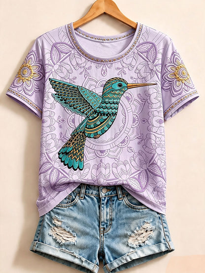 Purple Bird Long Tee in Purple