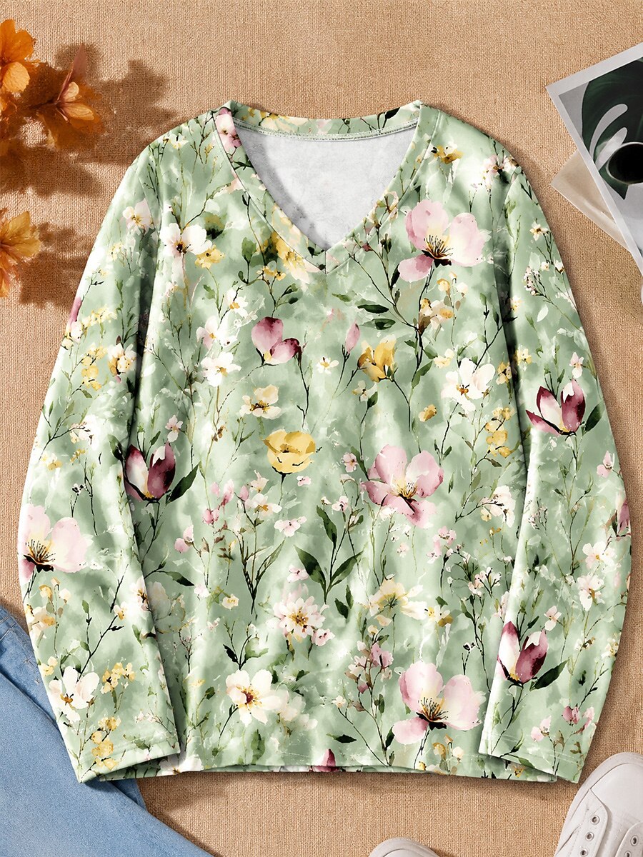 Wildflower Meadow Blossoms - Flora Cotton Long Sleeve Tee