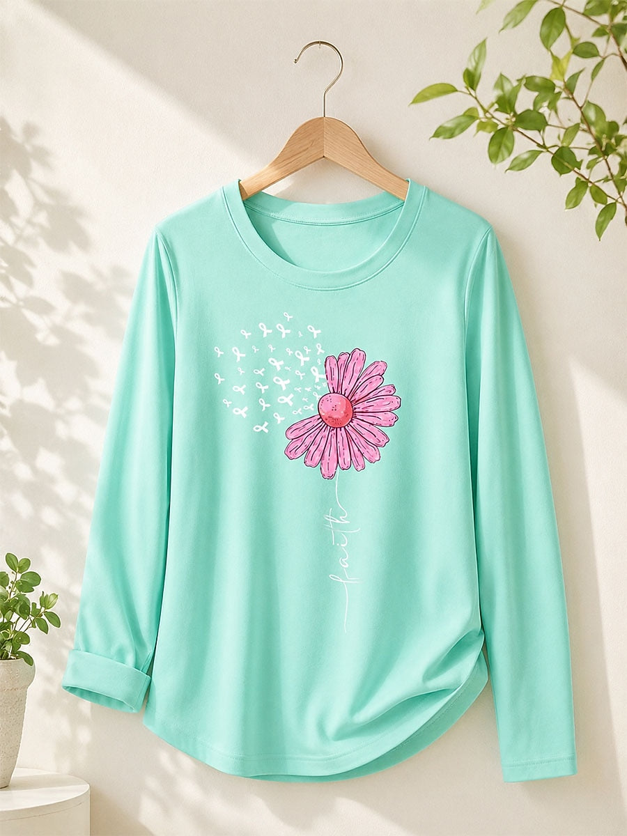 Long Floral Tee in Blue
