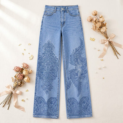 Botanical Side Detail Wide Leg Jeans - Flora Women's Jeans