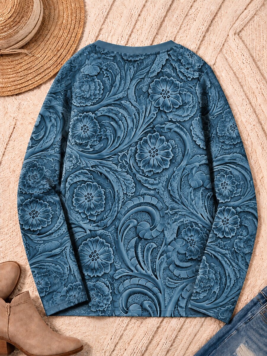 Botanical Scrollwork - Flora Cotton Long Sleeve Tee