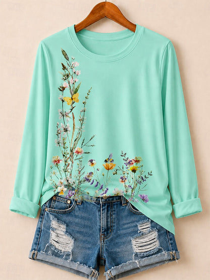 Wildflower Meadow With Daisies - Life Stories Cotton Long Sleeve Tee