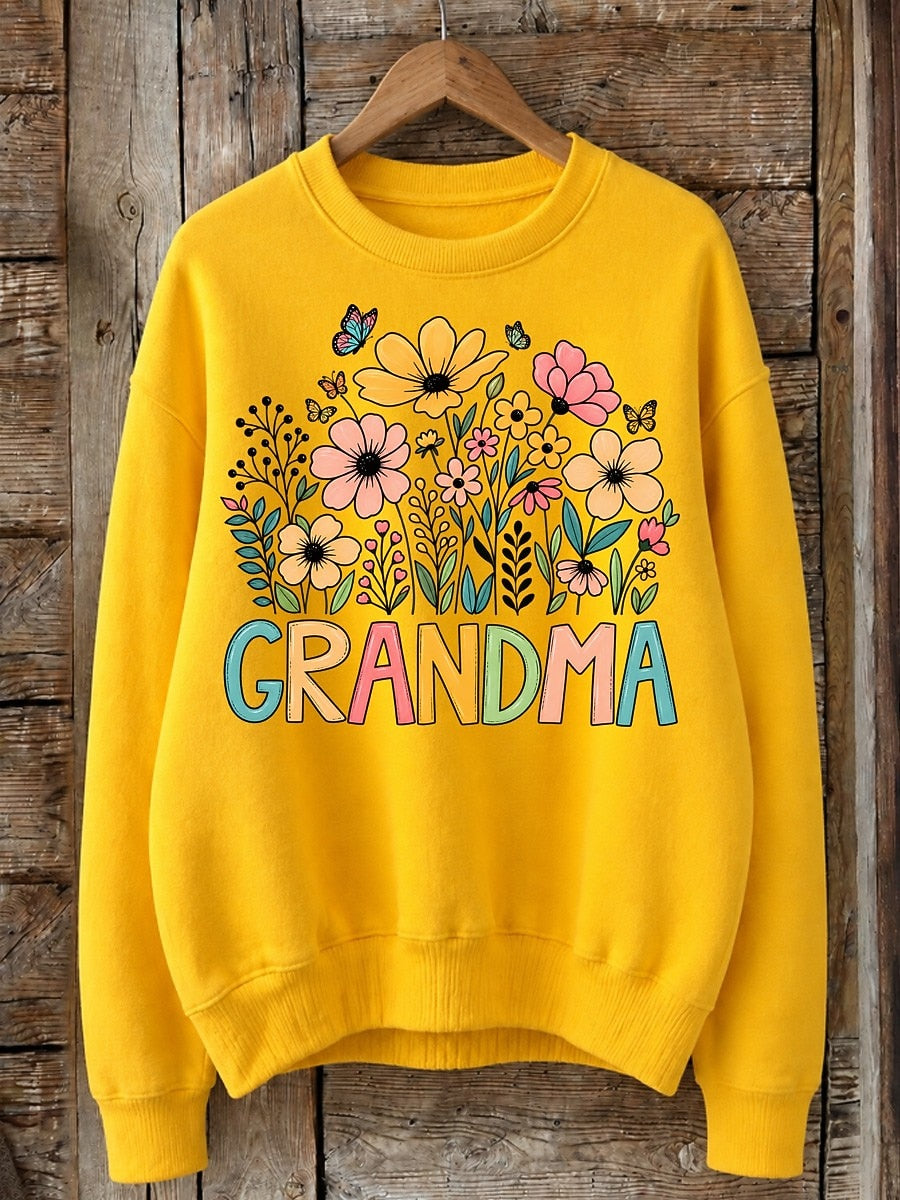 Grandma With Wildflowers - Life Stories Cotton Blend Sweatshirt