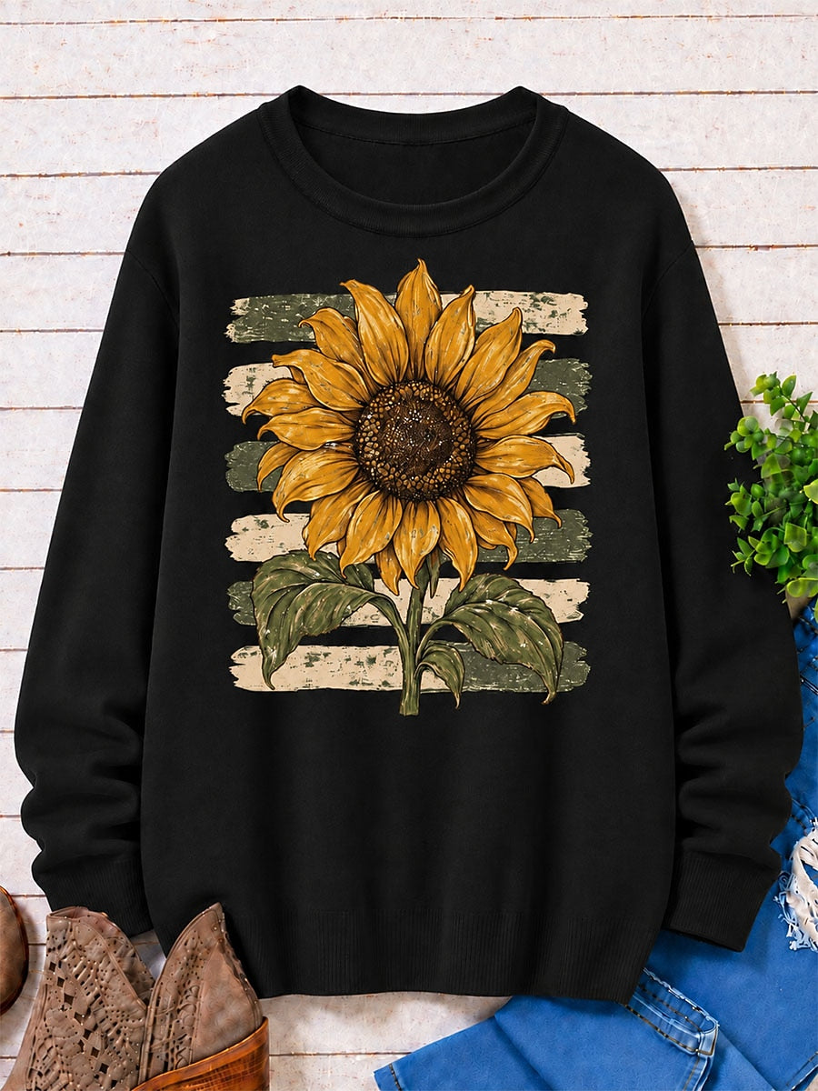 Sunflower Against Rustic Stripes women's sweatshirts - product image 5