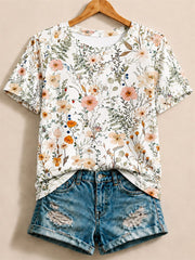 Wildflower Meadow With Poppies And Daisies - Life Stories Cotton Tee