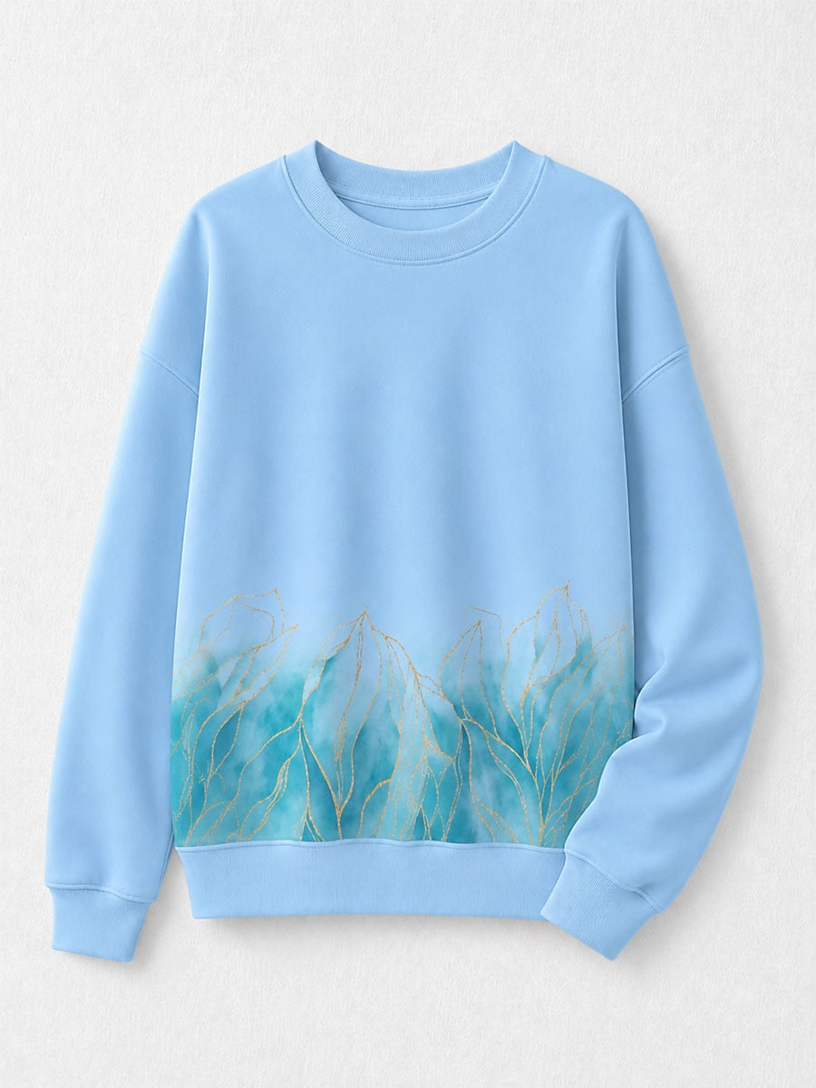 Blue Pink Floral Sweatshirt in Blue