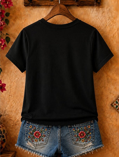 Classic Floral Skull - Flora Cotton Tee
