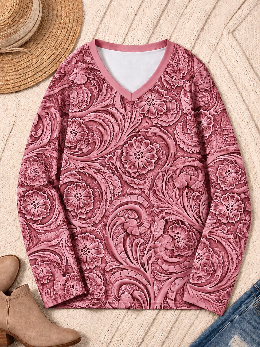 Botanical Scrollwork - Flora Cotton Long Sleeve Tee