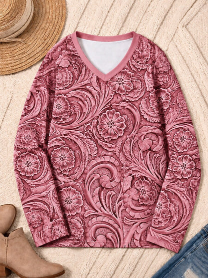Botanical Scrollwork - Flora Cotton Long Sleeve Tee