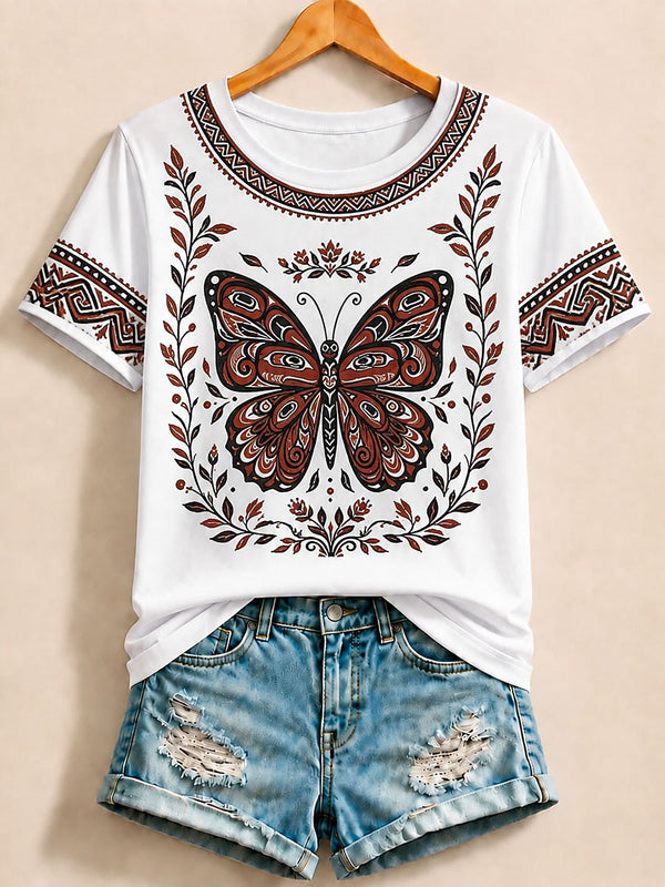 Butterfly Among Wildflowers - Life Stories Cotton Tee