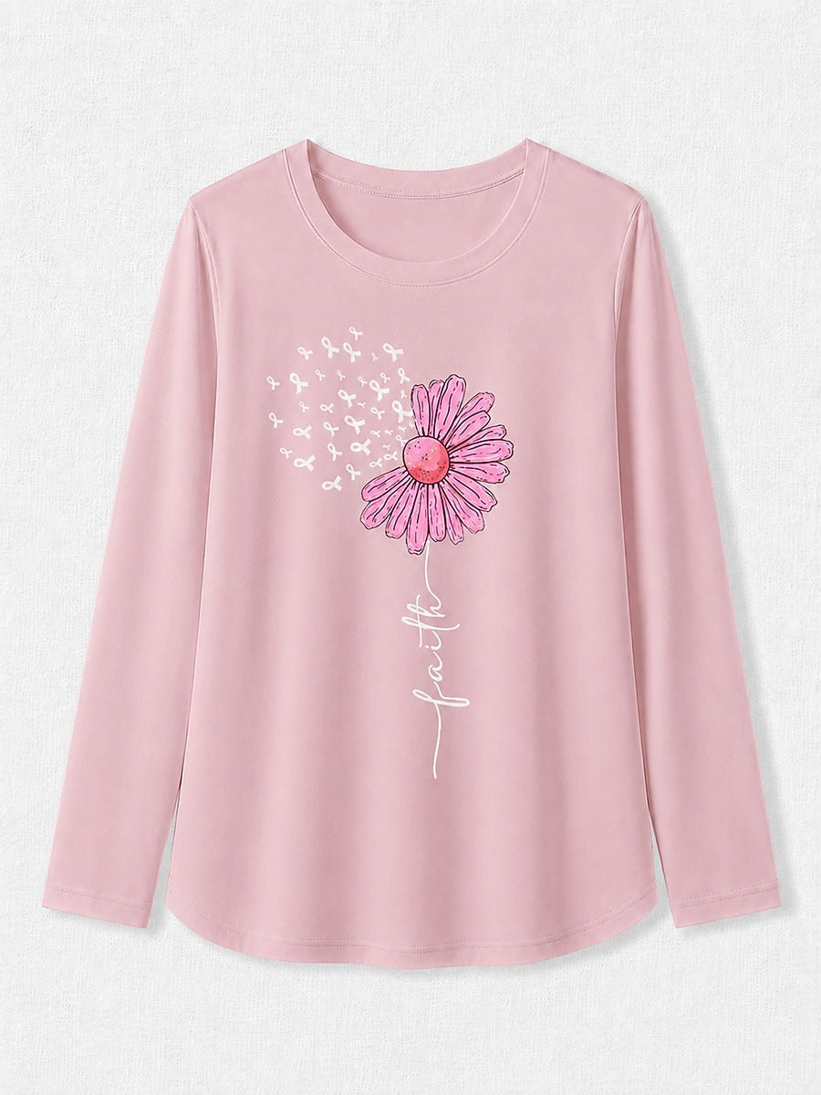 Long Floral Tee in Blue