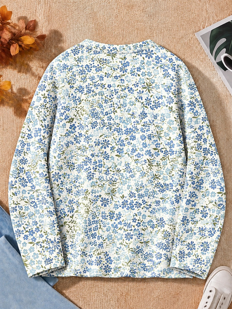 Tiny Floral Blossoms - Flora Cotton Long Sleeve Tee
