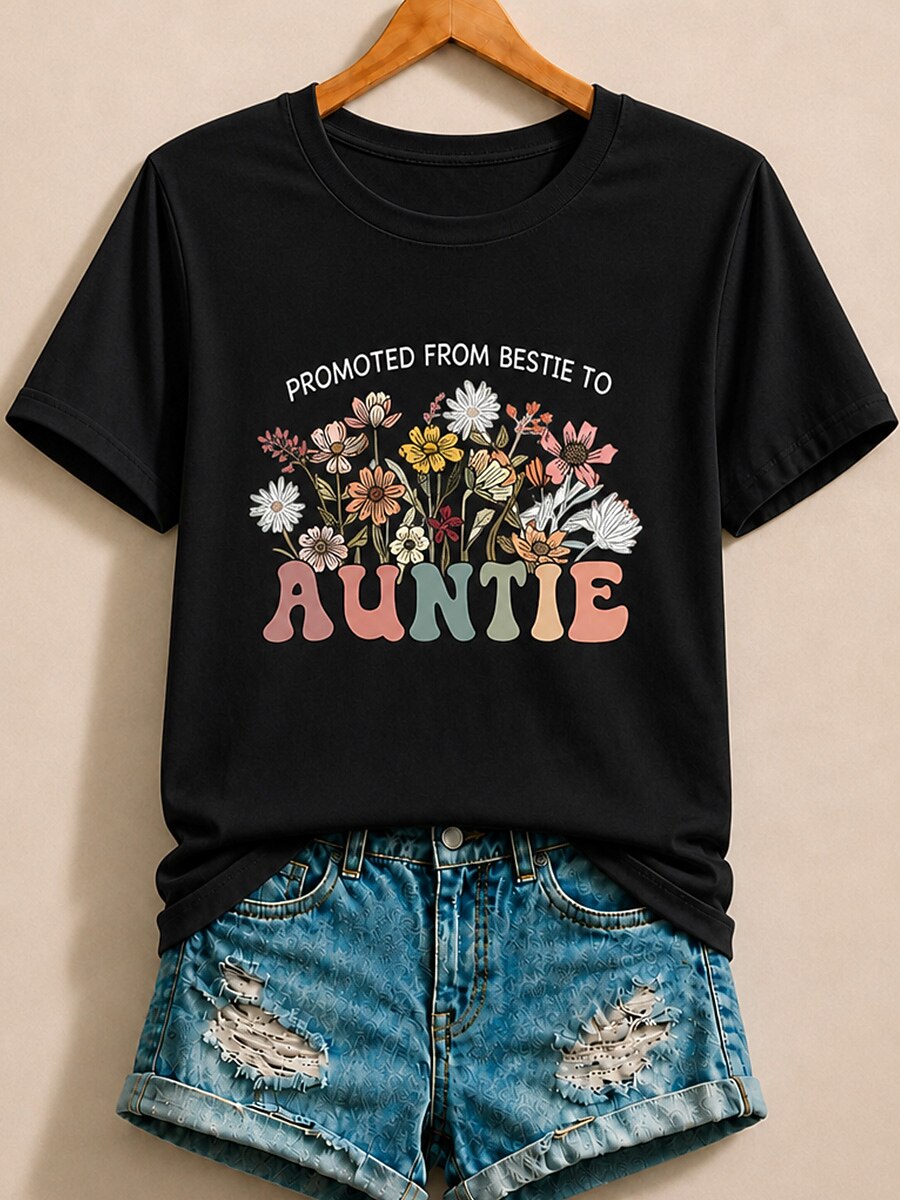 Promoted From Bestie To Auntie With Wildflowers - Life Stories Cotton Tee