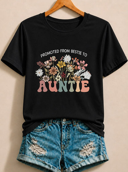 Promoted From Bestie To Auntie With Wildflowers - Life Stories Cotton Tee