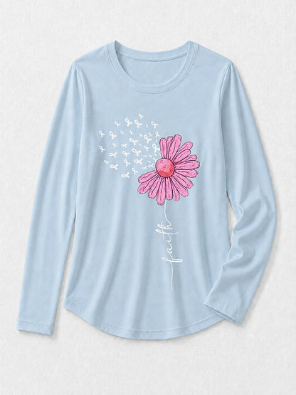 Long Floral Tee in Blue