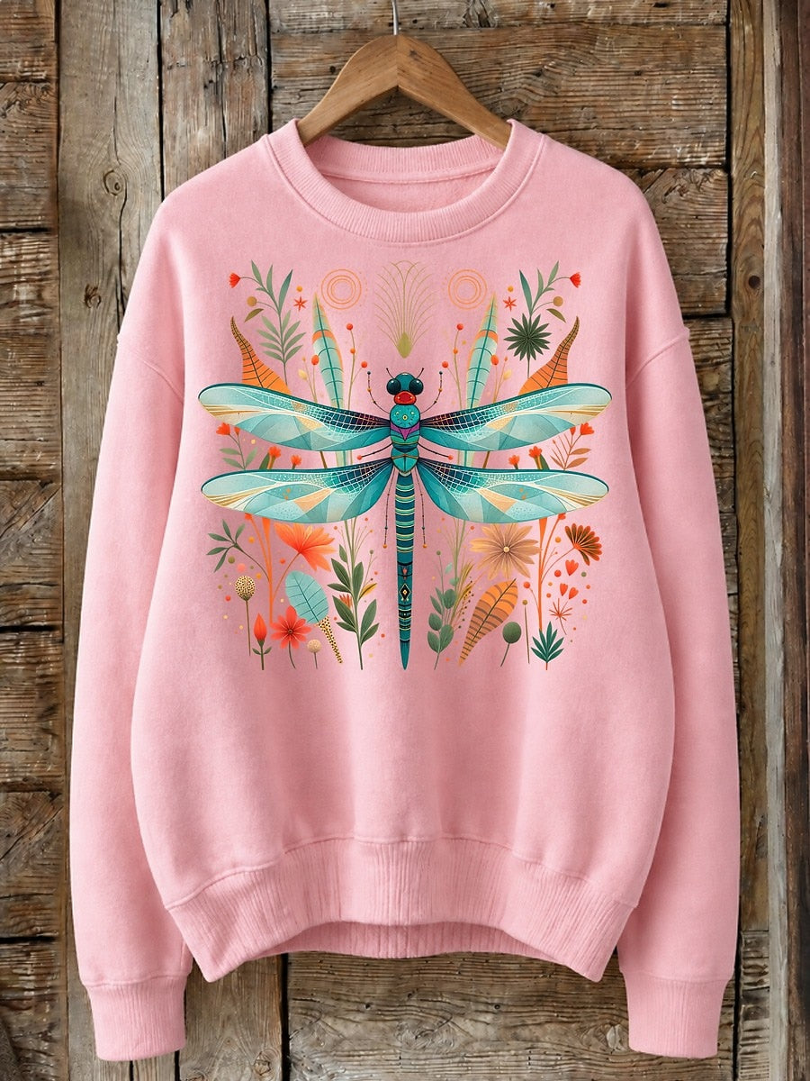 Dragonfly Among Wildflowers - Life Stories Cotton Blend Sweatshirt