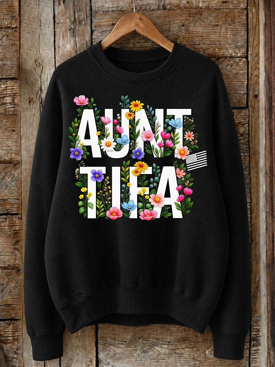 Auntie With Wildflowers - Life Stories Cotton Blend Sweatshirt