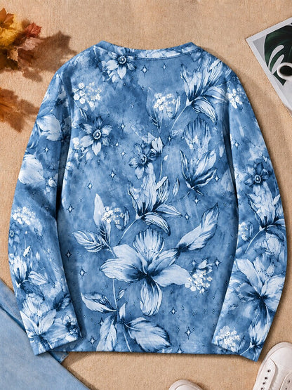 Large Botanical Blossoms - Flora Cotton Long Sleeve Tee
