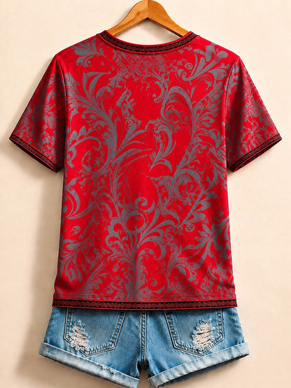 Blue Bird Cotton Tee in Blue