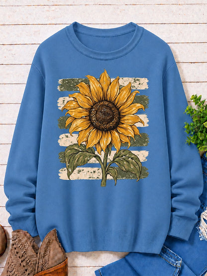 Sunflower Against Rustic Stripes women's sweatshirts - product image 1
