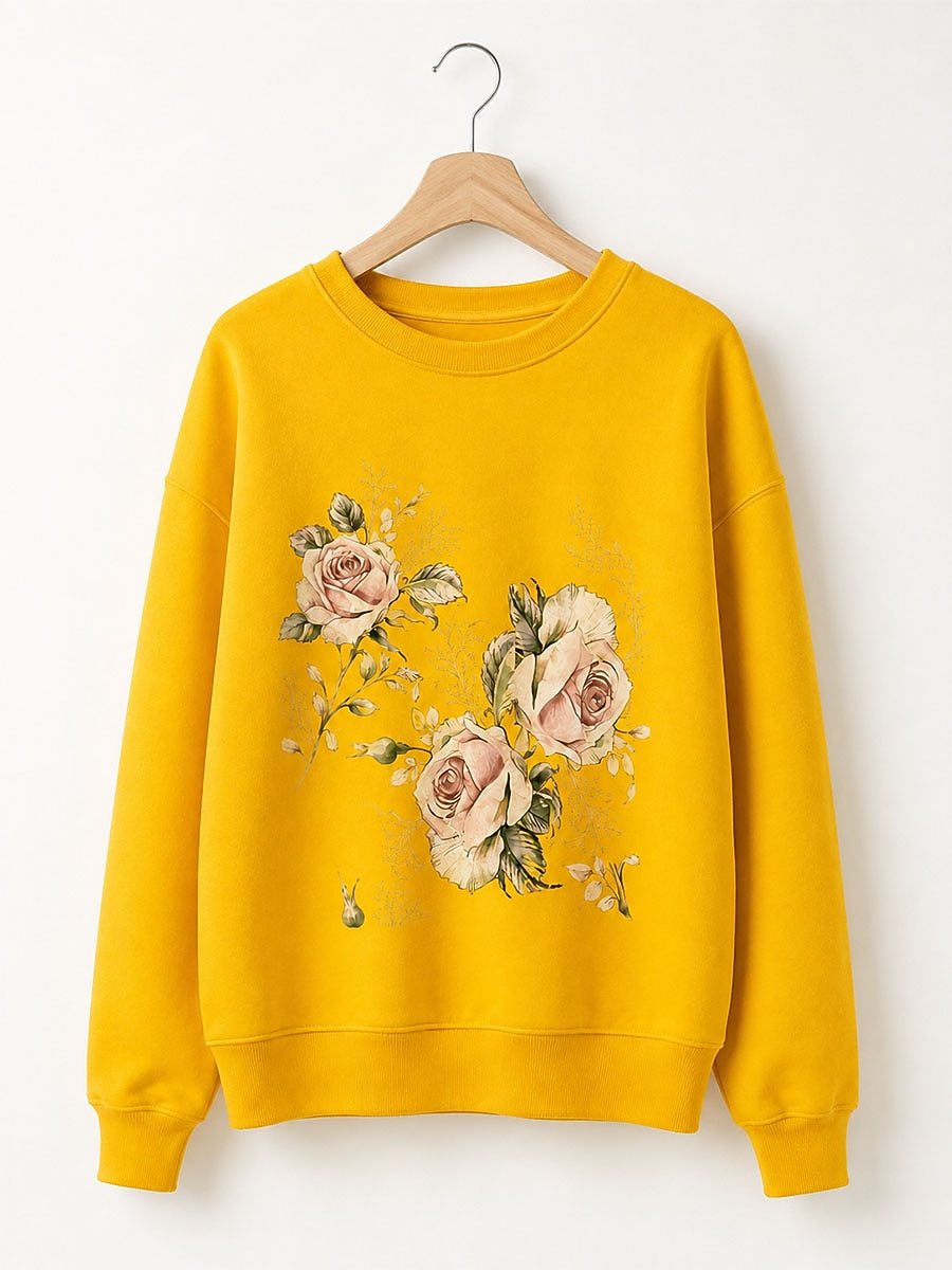Blue Red Floral Sweatshirt in Blue