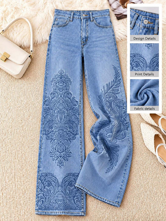 Botanical Side Detail Wide Leg Jeans - Flora Women's Jeans
