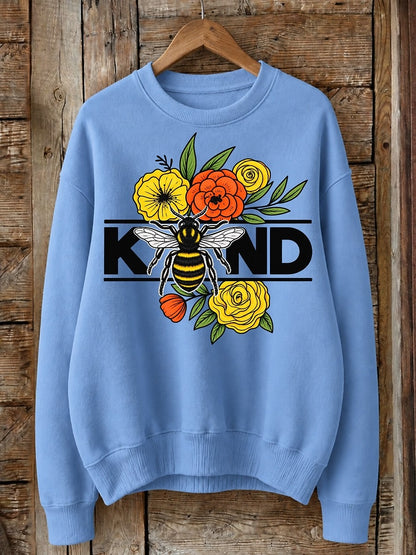 Bee Kind With Flowers - Life Stories Cotton Blend Sweatshirt