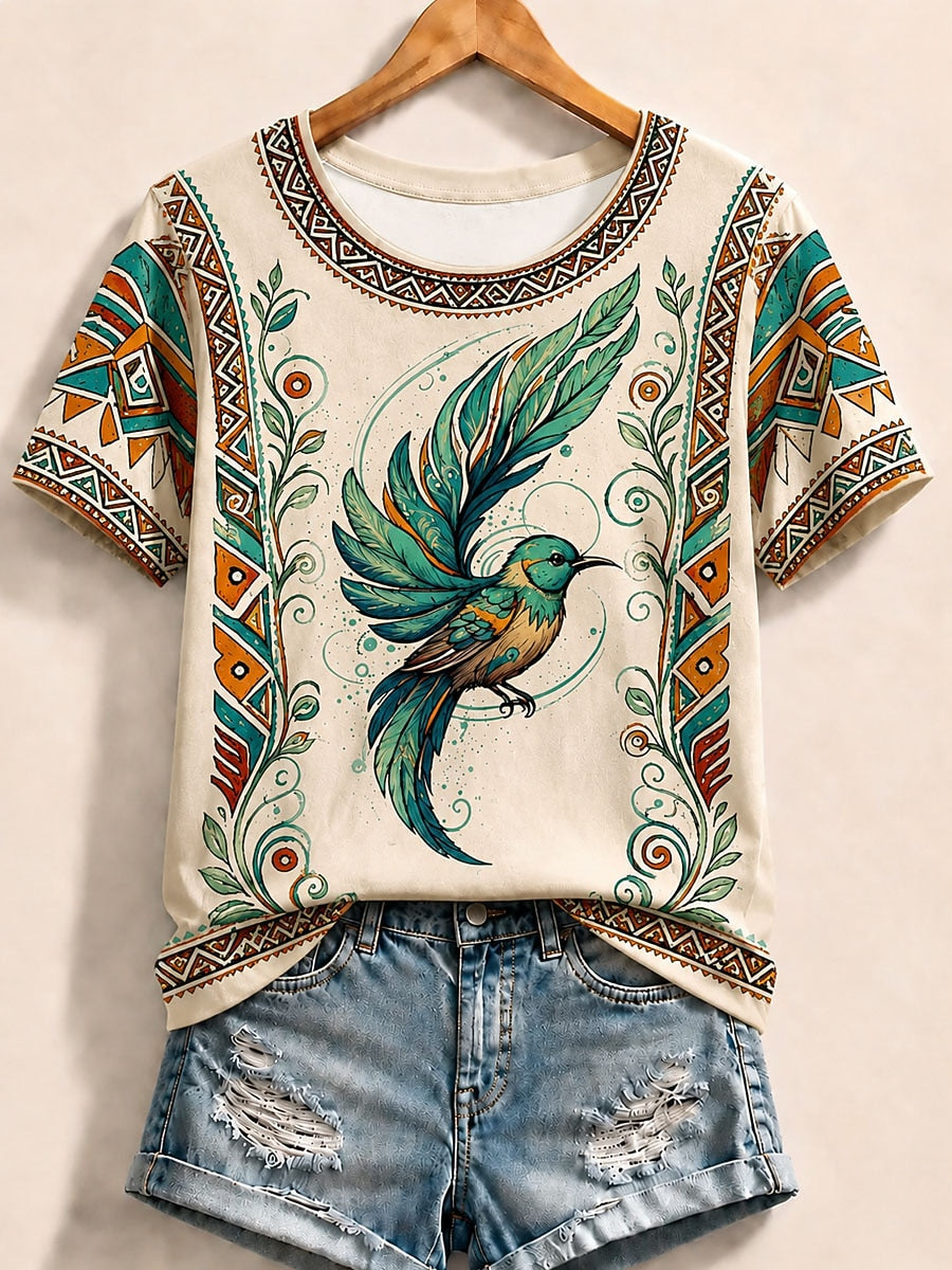 Yellow Bird Cotton Tee in Yellow