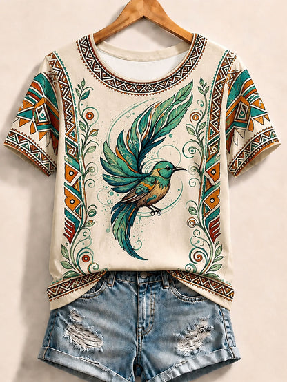 Yellow Bird Cotton Tee in Yellow