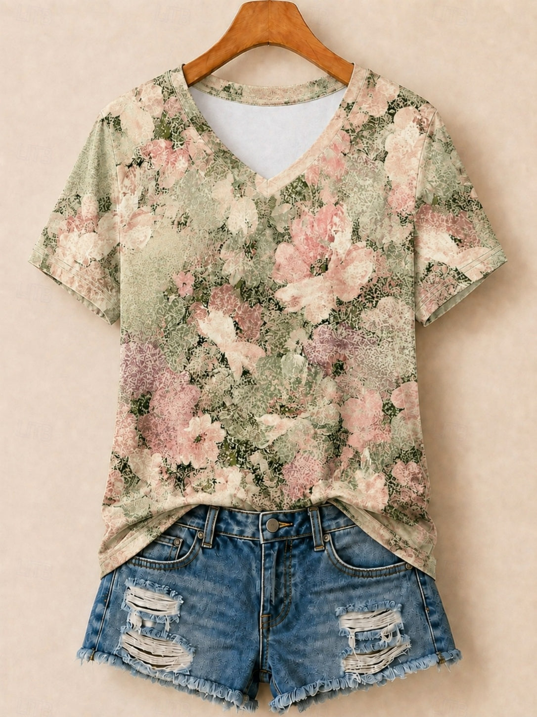 Allover Rose And Daisy Garden - Flora Cotton Tee
