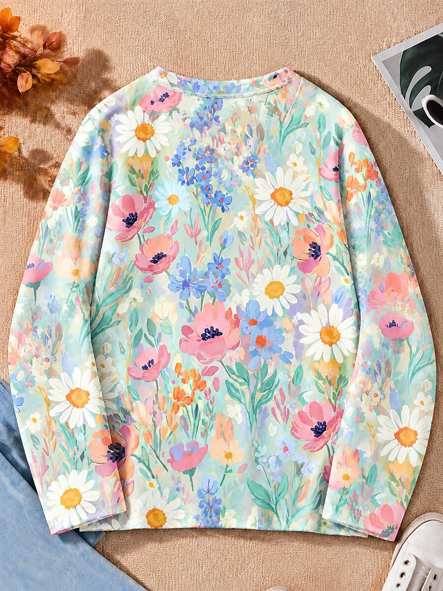 Wildflower Meadow Blossoms - Flora Cotton Long Sleeve Tee