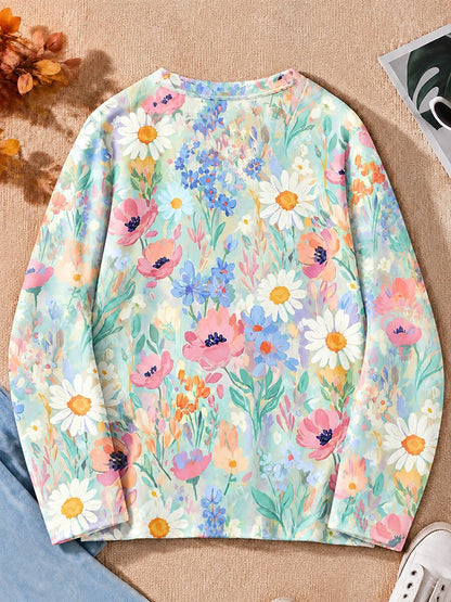Wildflower Meadow Blossoms - Flora Cotton Long Sleeve Tee