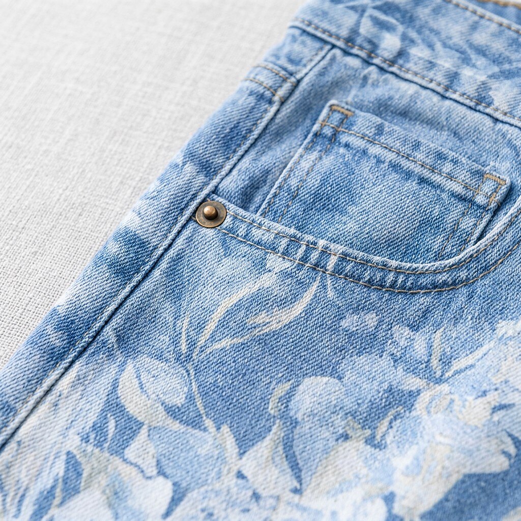 Floral Border Detail Wide Leg Jeans - Flora Women's Jeans
