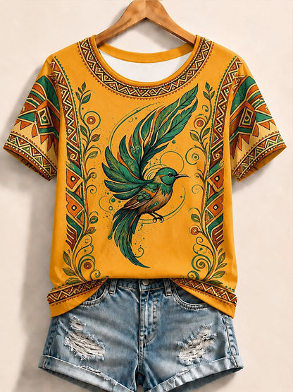 Yellow Bird Cotton Tee in Yellow
