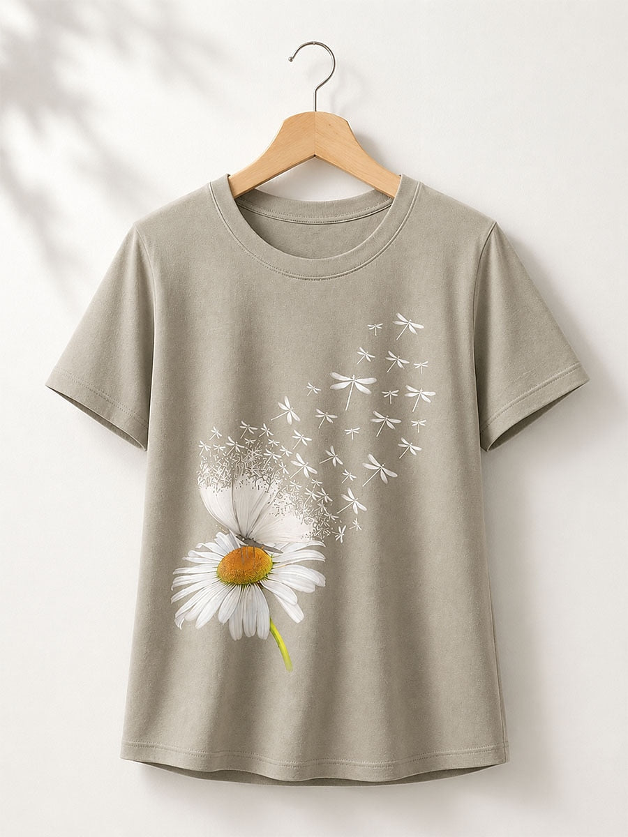 Green Botanical Long Tee in Light Green