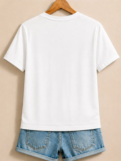 Black Floral Letter Tee in White