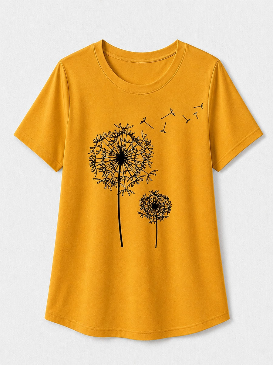White Botanical Print Tee in White