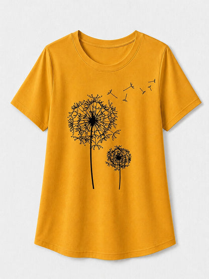 White Botanical Print Tee in White