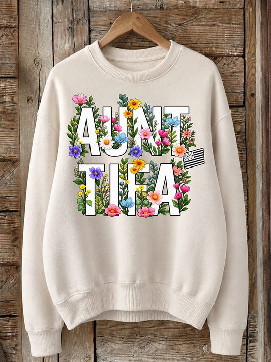 Auntie With Wildflowers - Life Stories Cotton Blend Sweatshirt