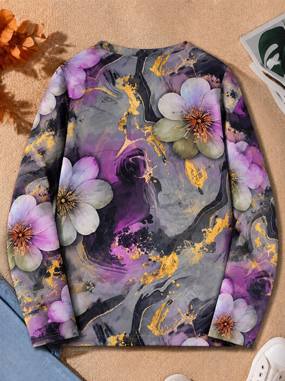 Expressive Floral Blossoms - Flora Cotton Long Sleeve Tee